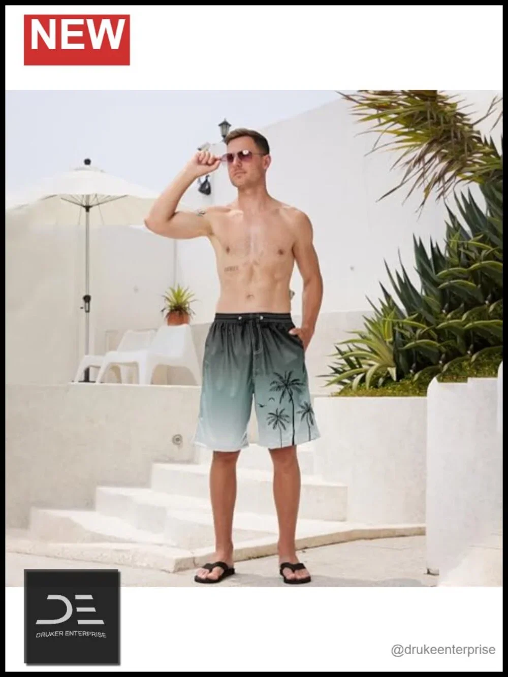 Mens Quick Dry Board Shorts with Mesh Lining UPF 50+ Swim Trunks